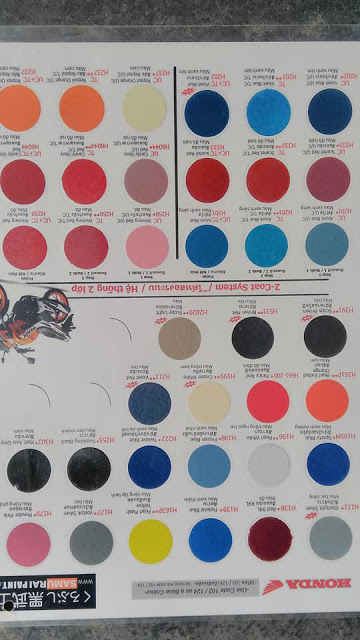 Bảng màu sơn xịt xe máy hãng sơn Samurai mới 2019